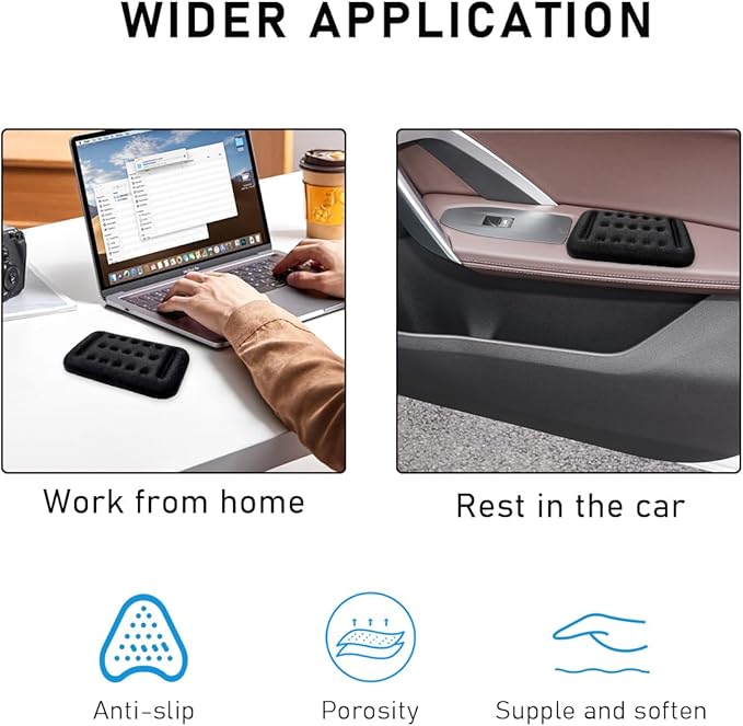 Wevdn 2 PCS Arm Rest Elbow Pads for Car, 5.1" × 2.6" Vehicle Door Thigh Support Armrest Pad with Memory Foam, Non-Slip Automotive Comfortable Elbow Fatigue Relief Wrist Rest Cushion