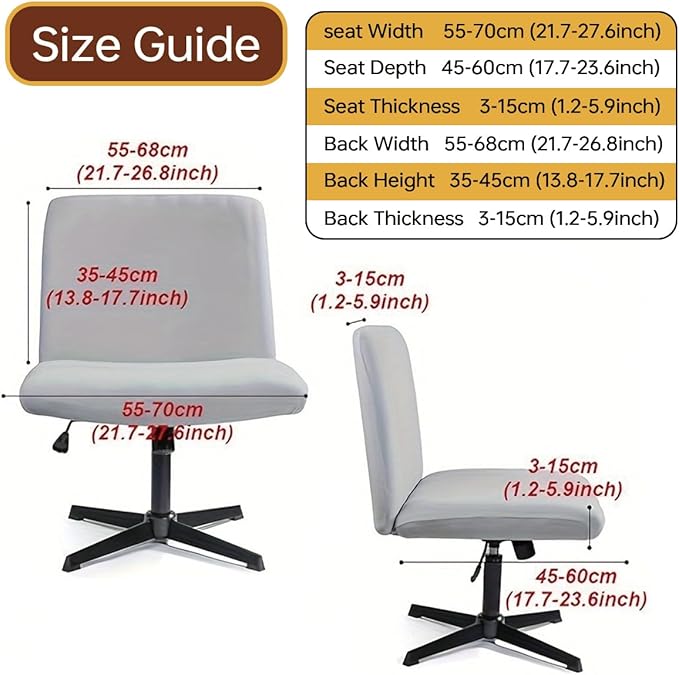 Armless Chair Slipcover Stretch Criss Cross Chair Cover, Mid Back Wide Seat Accent Chair Covers,Modern Vanity Chair Cover for Office Desk (Sunflower)