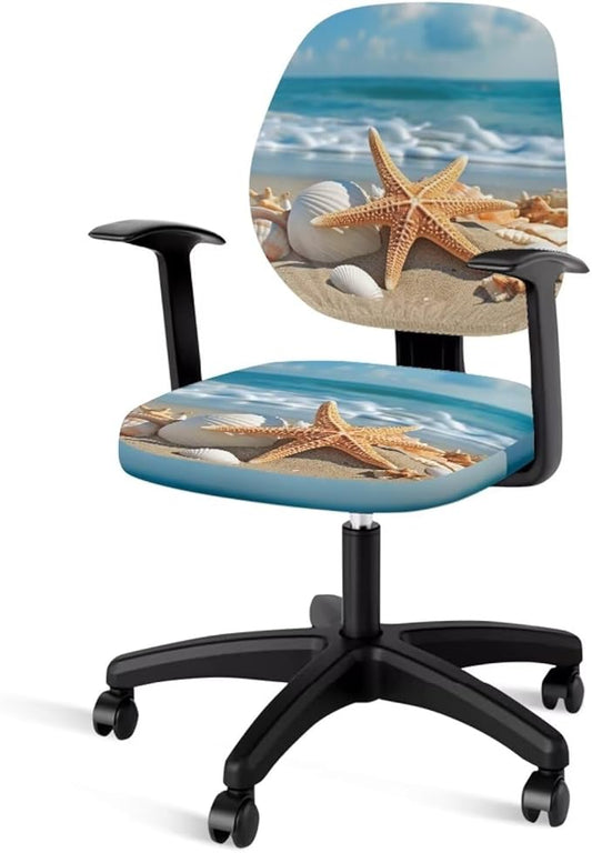 Beach Office Chair Covers Stretchable Office Chair Seat Cover 2 Piece Washable Gaming Chair Cover Universal Fit Most Wheelchairs,Computer Chairs,Gaming Chairs