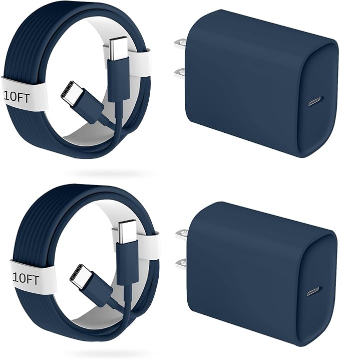 Phone 17 16 15 Pro Charger Fast Charging, 20W USB C Fast Charger Block with 10FT Long Type C Chargers Fast Charging Cable Cord for Phone 17/17 Pro/17 Pro Max/Air/16 Pro Max/16 Pro/15Pro Max/Pro, S24