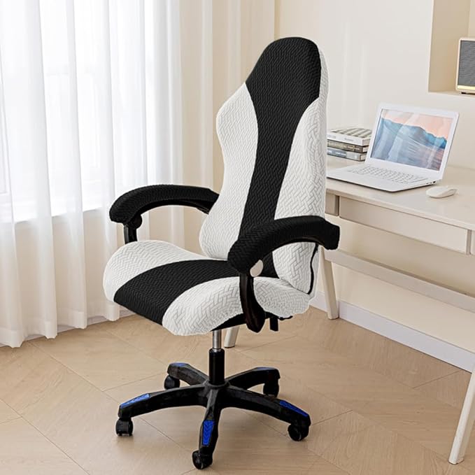 Gaming Chair Cover - Stretchable Machine Washable Fabric Computer Chair Seat Slipcovers Fits Most Office/PC Chairs & Racing Style Seats (NO Chair),Black b