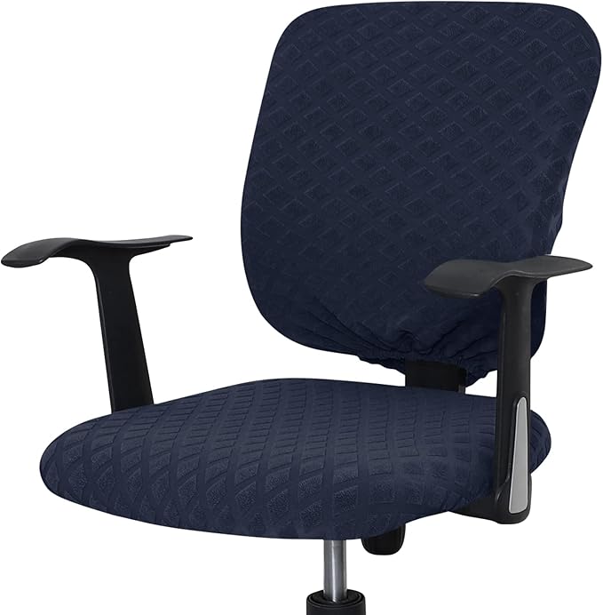 Office Chair Cover Universal Rotating Chair Slipcovers Stretch Removable Protector Computer Chair Seat Cover (Navy Blue, Chair Seat Cover + Backrest Cover)