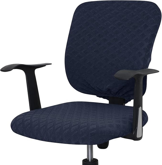 Office Chair Cover Universal Rotating Chair Slipcovers Stretch Removable Protector Computer Chair Seat Cover (Navy Blue, Chair Seat Cover + Backrest Cover)