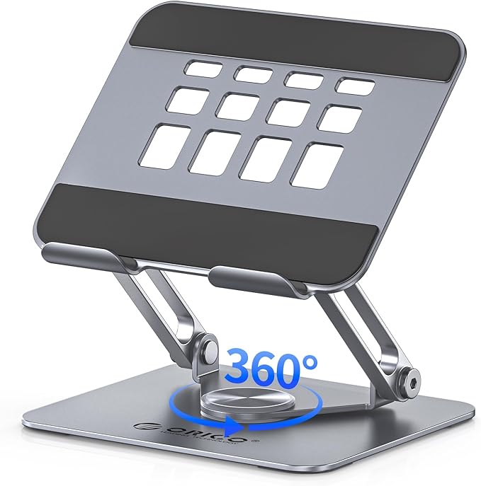 ORICO 360° Rotating Tablet Stand for iPad up to 12.9 Inch, Foldable Tablet Stand for Desk, Aluminum Alloy, Compatible with iPad Pro/Air/Mini, Kindle, Galaxy Tab, Fire, iPhone, Switch - FB2, Gray