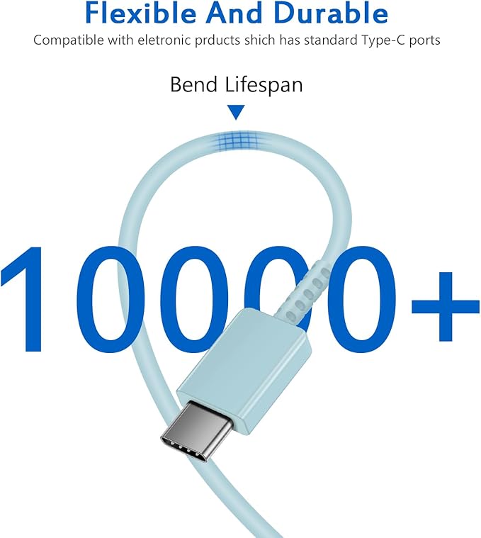 Type C Charger Fast Charging for iPhone 17 16 15,10FT USB C Samsung Chargers Block 25W Super Fast Chargers for Samsung Galaxy S25/S24 S23/iPhone Air/17/17 Pro Max/iPhone 16/16 Pro Max/15 Pro Max(Blue)