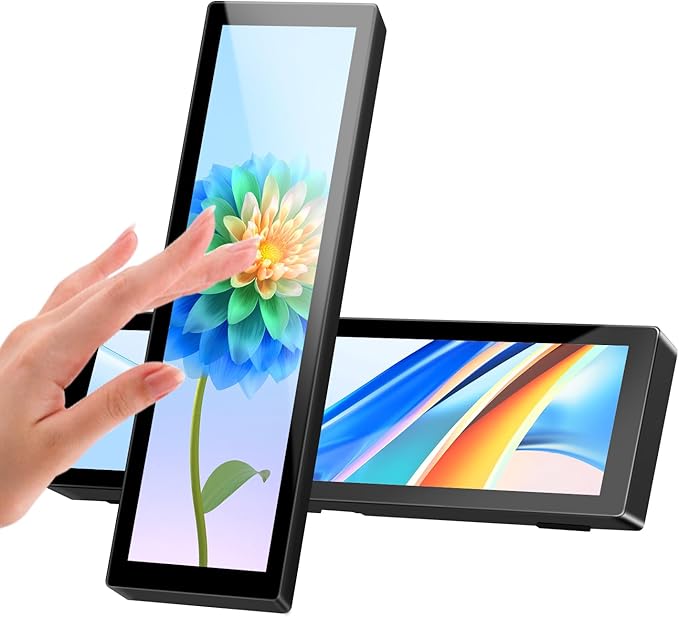 AISHICHEN Upgraded 8.8 Inch Small Touchscreen Monitor, 1920x480 Strectched Bar Monitor, PC Sensor Panel Temperature LCD Display, IPS USB Mini Screen for Raspberry Pi, AIDA64 CPU ARGB Computer Case