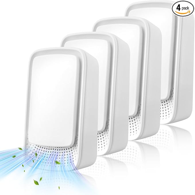 Plug-In Ionic Air Purifier (4 Pack), Home Air Ionizer, Silent Filterless Air Purifier, Silent Filterless Air Purifier for Home, Portable Negative Ion Air Freshener for Pet Odors, Dust, and Smoke.