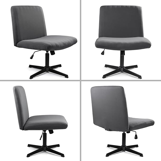 Iauddy Armless Criss Cross Office Desk Chair Cover Slipcover,Accent Mid Back Wide Swivel Task Vanity Slipper Chair Protector Stretch Removable Without Arms for Accent Chair