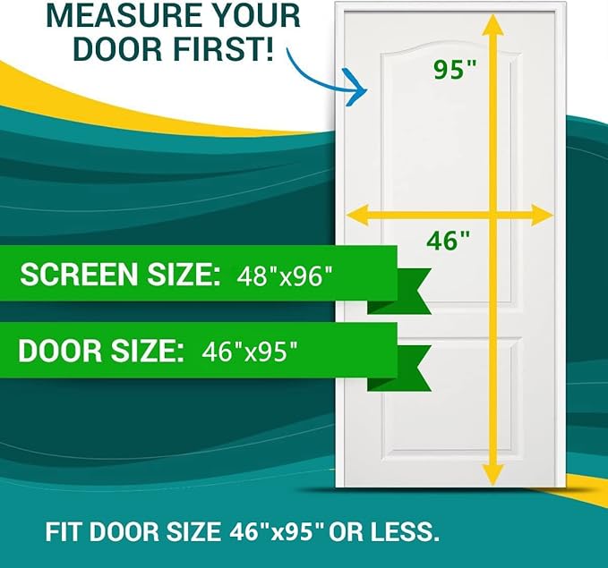 DOOREASY Magnetic Screen Door, Optional Sizes Door Mesh Screen, Quick Magnetic Closure,Loop Fully Sewn Easy Install Door Screens with Magnets(Fits Doors Up to 46"x95")