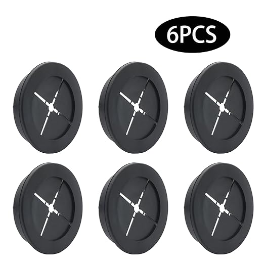 6 Pcs 50mm / 2 Inch Black Cable Cord Grommets, Rubber Desk Grommets for Table Computer Desk Wire Organizer TV Console and Other Furnitures Cover