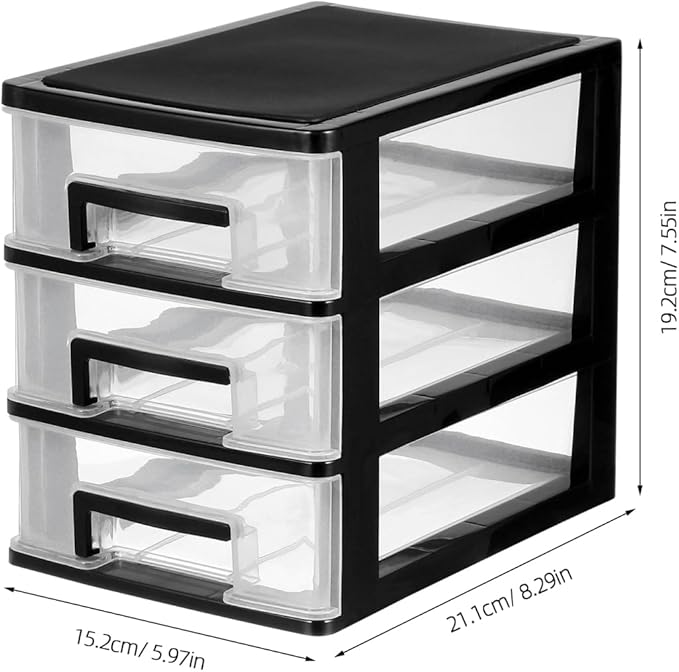 Plastic Stacking Desktop Storage Drawers 3-Drawer Storage Organizer, Small Organizer Box Makeup Container Case for Home Office Stationery Jewelry and Cosmetics