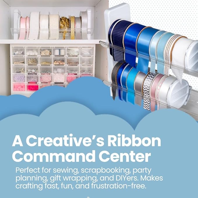 ArtBin Ribbon Storage Rack | Ribbon Spool Holder | Ideal for Craft Rooms & Studios, Gift Wrapping Stations, Small Craft Shops, Boutiques - White
