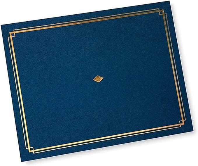 Gartner Studios Navy Blue with Gold Foil Detail Certificate Holders, Blue Award Holder, Navy Certificate Holder for Diploma, Fits 8.5" x 11" Documents, 36 Count (54516)