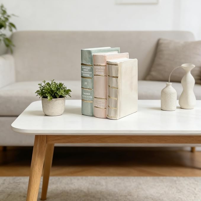 Decorative Bookends Coffee Table Books - Resin Fake Book Shelf Decor Home Decor Bookends Decorative Faux Book for Living Room Bedroom Bookshelf Office Gift 5.5 x 4.5 x 7.5 Inch DiliComing