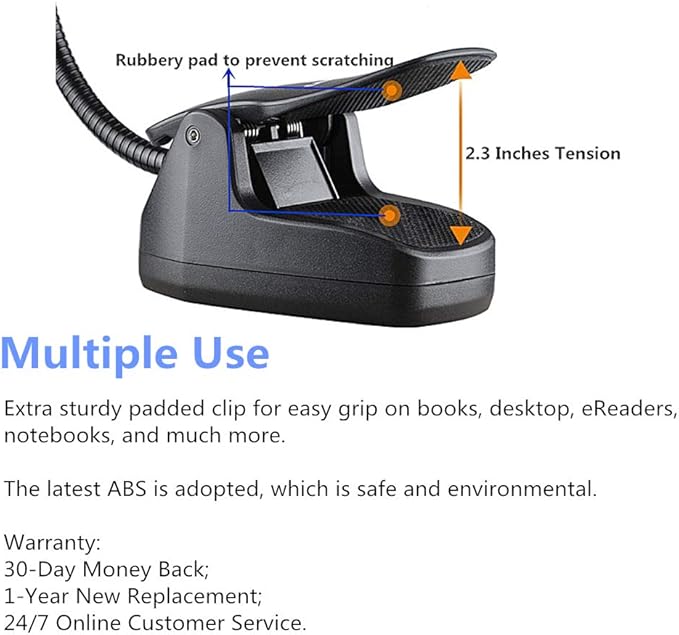 Lightess Dimmable Music Stand Lights Clip on Book Light Piano LED Reading Lamp USB Desk Lamp, Black