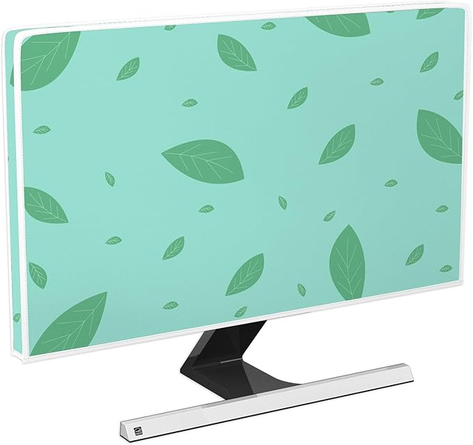 Green Leaves Waterproof Television Covers 32 Inch Decorative Botanical TV Dust Covers Anti-Scratch Anti-Static Protective for LCD LED PC Desktop and Home Hanging TV，Funky Plants