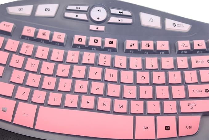 Silicone Keyboard Skin Cover Compatible for Logitech K350 MK550 MK570 Wireless Wave Keyboard, Logitech K350 MK550 MK570 Keyboard Skin (Ombre Pink)
