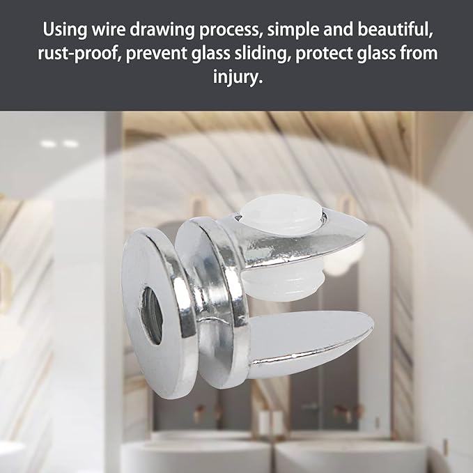 Aopin Glass Shelf Bracket Glass Clamp Bracket Glass Shelf Holders Support Glass Clamp Bracket Shelf Clip Clamp, Suitable for 5-8 mm / 0.19-0.3 inch Thick Glass Screen Clip Holder 10 PCS (Silver)