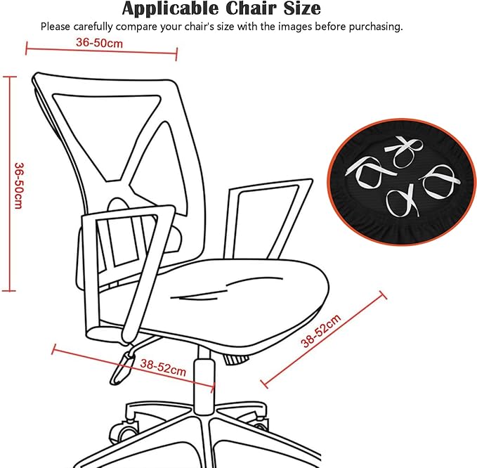 Office Chair Covers Set, Stretchable Washable Chair Cover, Universal Fit for Desk Chairs, Gaming Chairs, Home Office Fabric Protectors Slipcover (Backrest Cover+Seat Cover Set - Navy Blue)