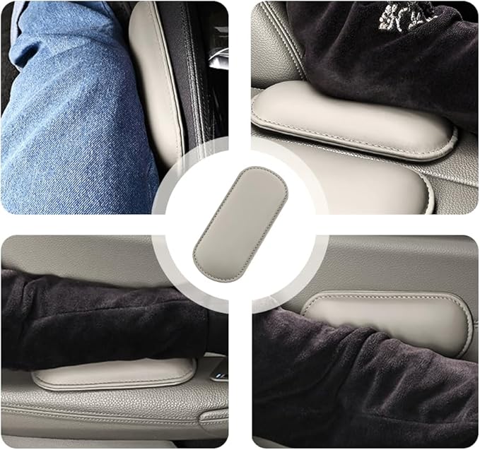 Stacool 2PCS Car Door Armrest Pads,Soft Leather+Memory Foam Car Knee Pads for Arm Support&Protect Elbow and Knee,Universal Car Elbow Pads Car Accessories Interior (Beige)