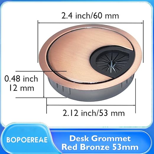 Desk Grommet 2-1/16" (53 mm), Desk Cord Hole Cover, Cable Grommet Metal Zinc Alloy Materilal, Desk Hole Grommet for Office and Home Table Cable, Detachable Cable Cord Organizer (Copper Red 1 Pcs)