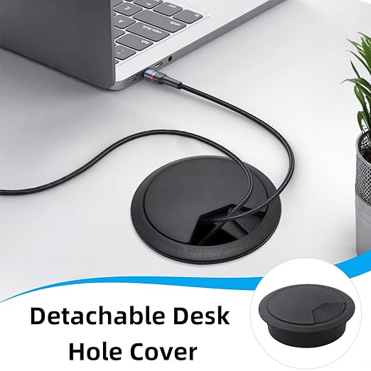Covzoe 40 Pack 2 Inch (50 mm) Desk Grommet, Plastic Cable Hole Cover Bulk for PC Desk Arrange Wires, Flexible Wire Organizer Cable Cord Management Cords Through Computer Table for Home Office, Black