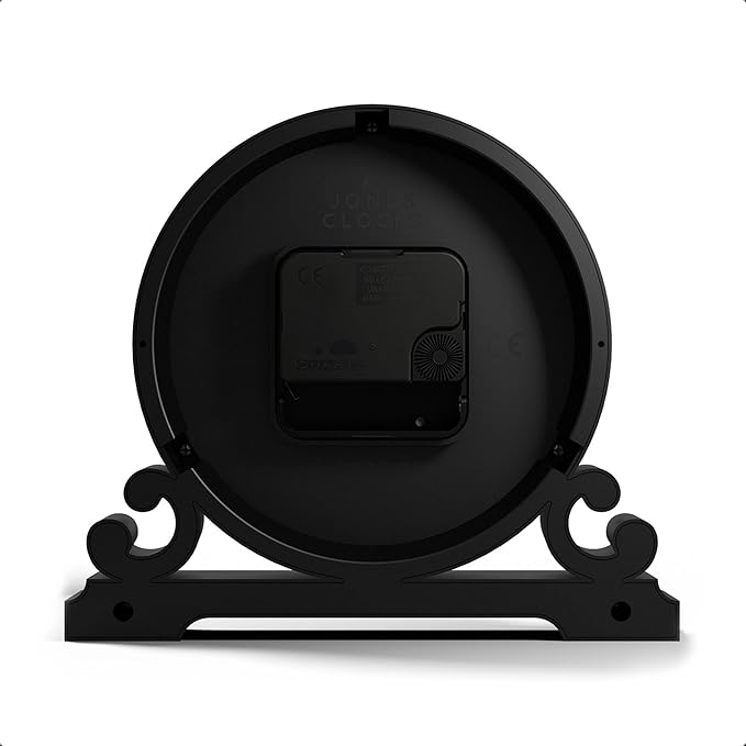 JONES CLOCKS® Saloon Mantel Clock | Small Traditional Double Scroll Design | French Navy | Contemporary Classic Style for Desk, Table, Shelf or Bedside