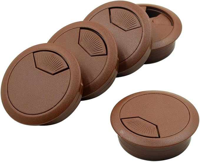 Biaungdo Desk Grommet Plastic Wire Cable Organizer 2" x 2" Brown (5 Pack)