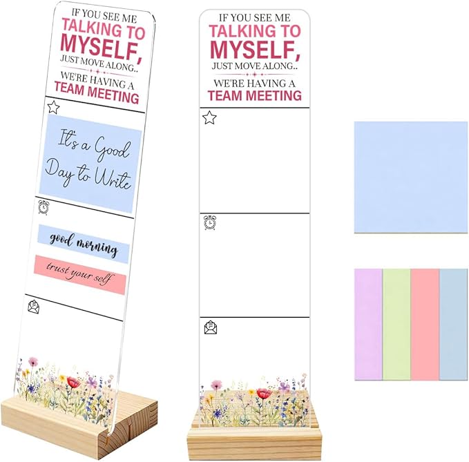 Sticky Notes Monitor Memo Board with Removable Wooden Base If You See Me Talking to Myself Funny Quote Message Board Portable Sticky Note Holder with 200 Sheets Sticky Notes Office Desk Decor Gift