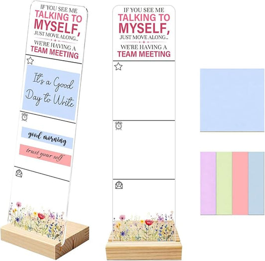 Sticky Notes Monitor Memo Board with Removable Wooden Base If You See Me Talking to Myself Funny Quote Message Board Portable Sticky Note Holder with 200 Sheets Sticky Notes Office Desk Decor Gift