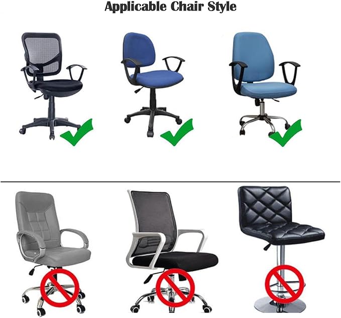 Office Chair Covers Set, Stretchable Washable Chair Cover, Universal Fit for Desk Chairs, Gaming Chairs, Home Office Fabric Protectors Slipcover (Backrest Cover+Seat Cover Set - Dark Grey)