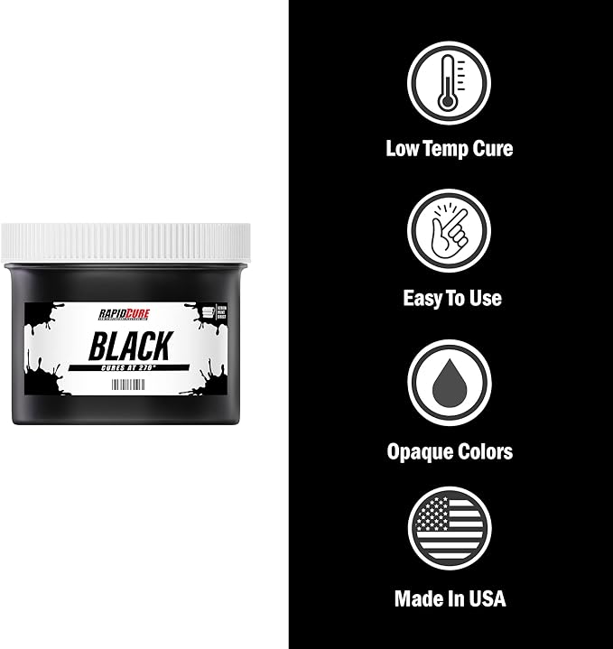 Screen Printing Fabric Ink Black (8oz.) - Plastisol Ink for Screen Printing, Fast Curing Fabric Paint - Screen Print Direct®, USA Made