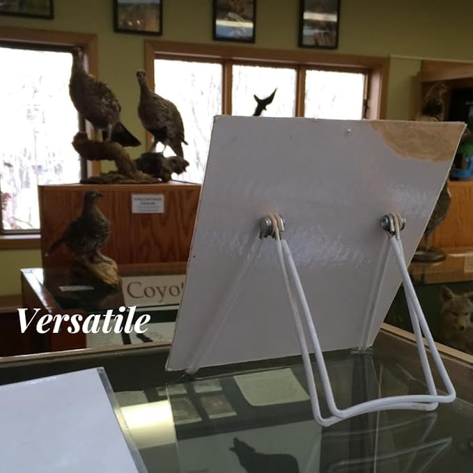 KINGDOM SOLUTIONS MADE IN USA 2-Pack Adjustable White Metal Easels - Book Stand - Sturdy Plate Stand for Art, Pictures, Books, Frames - Unique on the Market