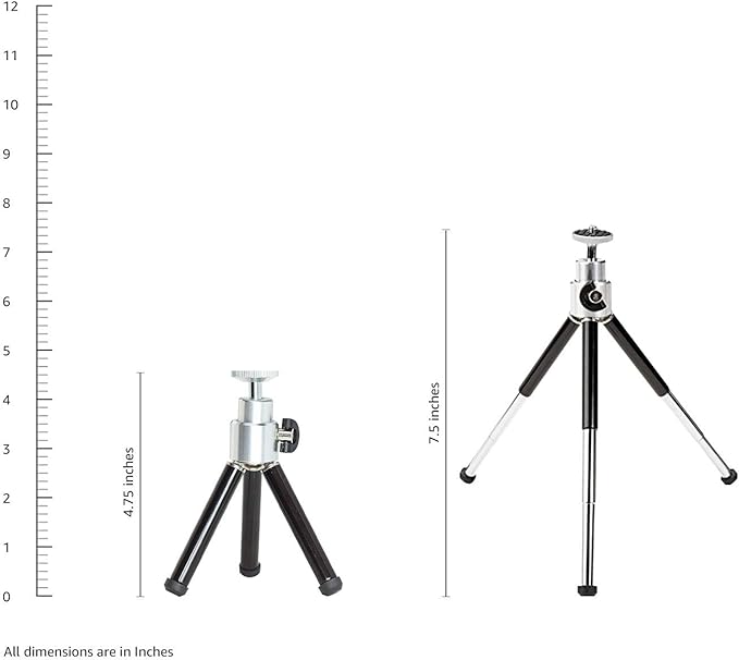 Amazon Basics Lightweight Portable Mini Travel Tripod with 360° Ball Head, Adjustable Height, Desktop, Black