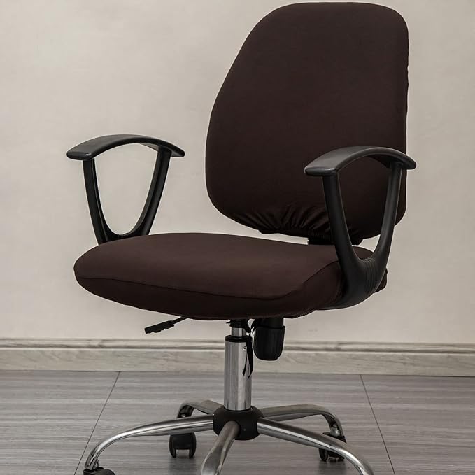 Melaluxe Computer Office Chair Covers, Protective & Stretchable Universal Chair Cover,Stretch Rotating Chair Slipcover (Coffee)