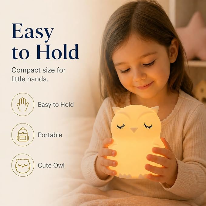 Baby Night Light for Car Seat- Dimming Function 9 Colors Changing Eye Caring Portable Rechargeable & Timing Bedside Lamp Light Up Toddler Bed Room Travel Essentials Squishy Silicone Infant BPA Free