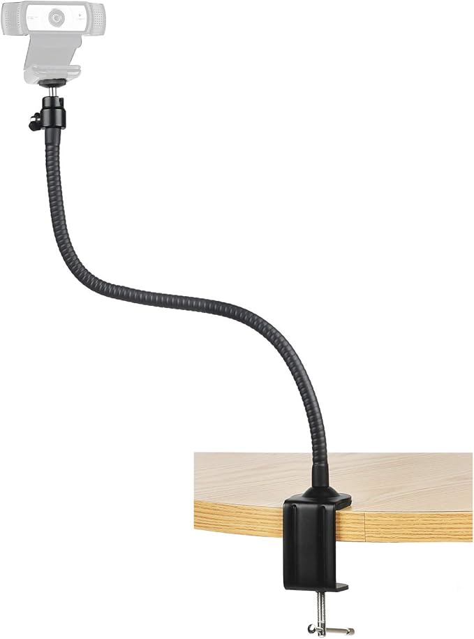 AceTaken Webcam Stand - 25 inch Gooseneck Clamp Desk Webcam Mount Arm for Logitech Webcam C920s C920 C930e C922x C930 C922 C925e C615 Brio