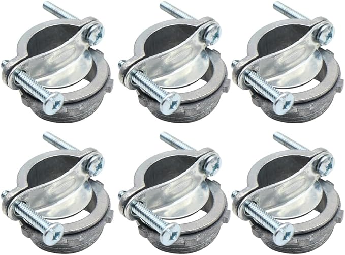 MAKERELE 6-Pack 1 Inch Clamp Type Cable Connectors - UL Listed - Zinc Alloy Construction - Premium Zinc Die-cast Connectors for Metallic Conduit and Cable