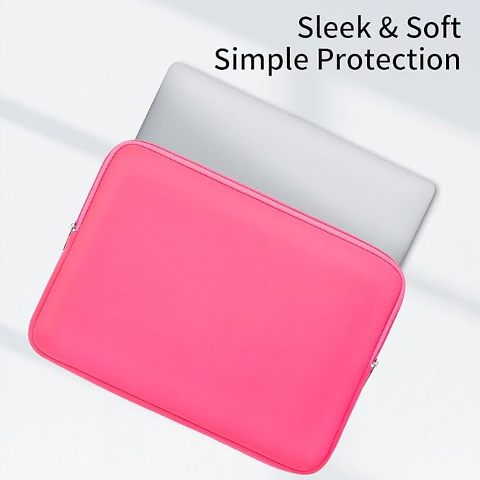 RAINYEAR 14 Inch Laptop Sleeve Case Protective Soft Padded Zipper Cover Carrying Computer Bag with Accessories Pouch, Compatible with 14" Notebook Tablet Chromebook (Bright Pink)