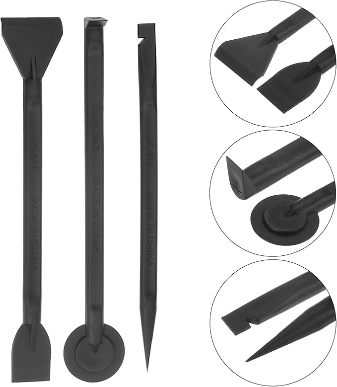 uxcell 10in1 Set Electronics Repair Tool Kit, Plastic Pry Bar, Disassemble Removing Set for Screen Glue Removal Black