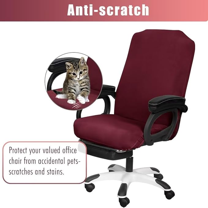 SARAFLORA 2 Pack Office Chair Cover, Stretchable Desk Chair Cover Removable Computer Chair Cover for Office Chair with Zipper Universal Spandex Rotating Chair Cover Anti-dust Chair Slipcover,Burgundy