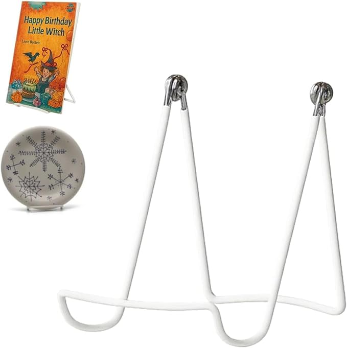 KINGDOM SOLUTIONS MADE IN USA 2-Pack Adjustable White Metal Easels - Book Stand - Sturdy Plate Stand for Art, Pictures, Books, Frames - Unique on the Market