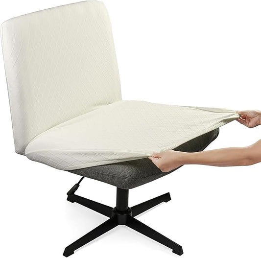 Iauddy Armless Criss Cross Office Desk Chair Cover Slipcover,Accent Mid Back Wide Swivel Task Vanity Slipper Chair Protector Stretch Removable Without Arms for Accent Chair