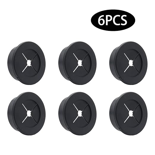 6 Pcs 32mm / 1-1/4 Inch Black Cable Cord Grommets, Rubber Desk Grommets for Table Computer Desk Wire Organizer TV Console and Other Furnitures Cover