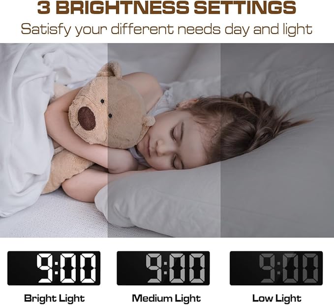 Small Digital Alarm Clock, Mirror Surface LED Electronic Clocks with Large Display, Adjustable Brightness and Snooze Model for Bedroom, Desk, Office, Whitecase Green Digit
