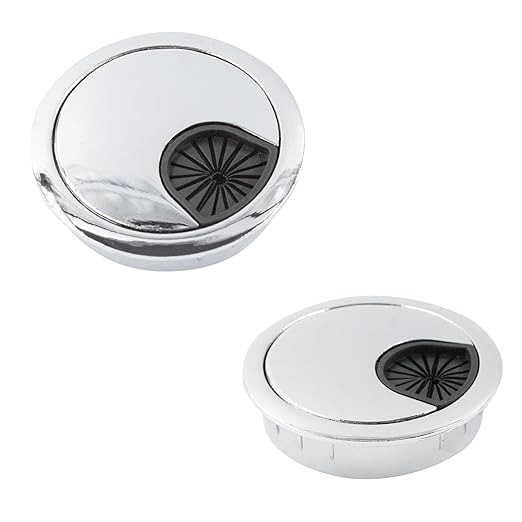 2Pcs 2 Inch(50mm) Silver Zinc Alloy Wire Cord Cable Table Desk Grommet Hole Covers - for Office and Home Desk Cable Management, Desk Hole, Table Hole