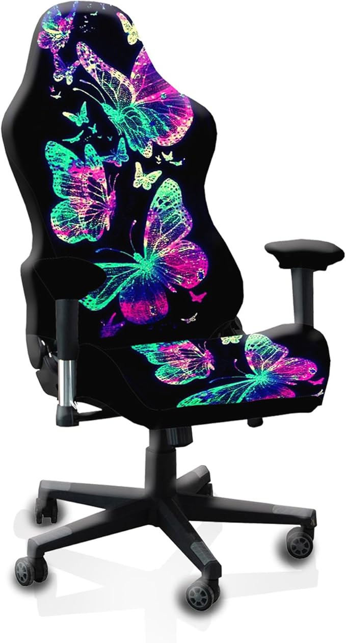 Gaming Chair Covers Slipcovers, 3D Printing Stretchable Elastic Computer Reclining Gaming Chair Seat Cover with Armrest Cover (No Chairs)(J)