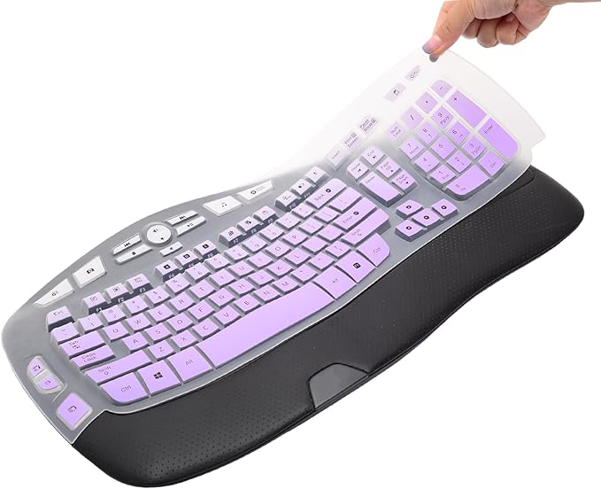 Keyboard Cover for Logitech K350 MK550 MK570 Wireless Wave Keyboard,Waterproof Silicone Keyboard Protector Skin for Logitech K350 MK550 MK570 Keyboard Protective Accessories(Gradient Purple)
