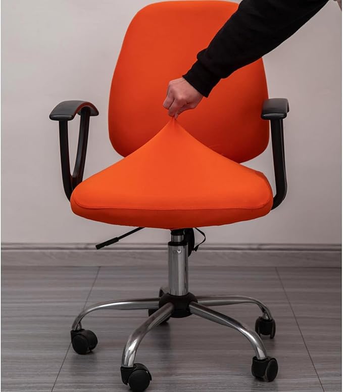 Melaluxe Computer Office Chair Covers, Protective & Stretchable Universal Chair Cover, Stretch Rotating Chair Slipcover (Orange)