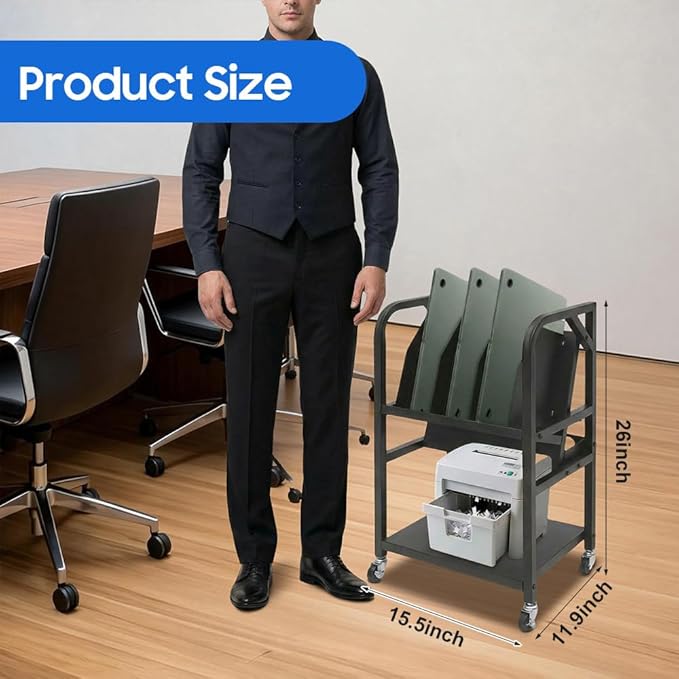 10-Device Mobile Charging Station, Open Laptop Charging Cart for Classroom - Rolling iPad Chromebook Tablet Charging Cart with Power Strip & Dividers, Portable Charging Stand for School Office